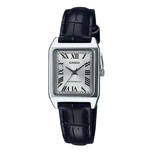 CASIO Leisure Pointer Vintage Leather Squarees Quartzes White Analog LTP-V007L-7B1