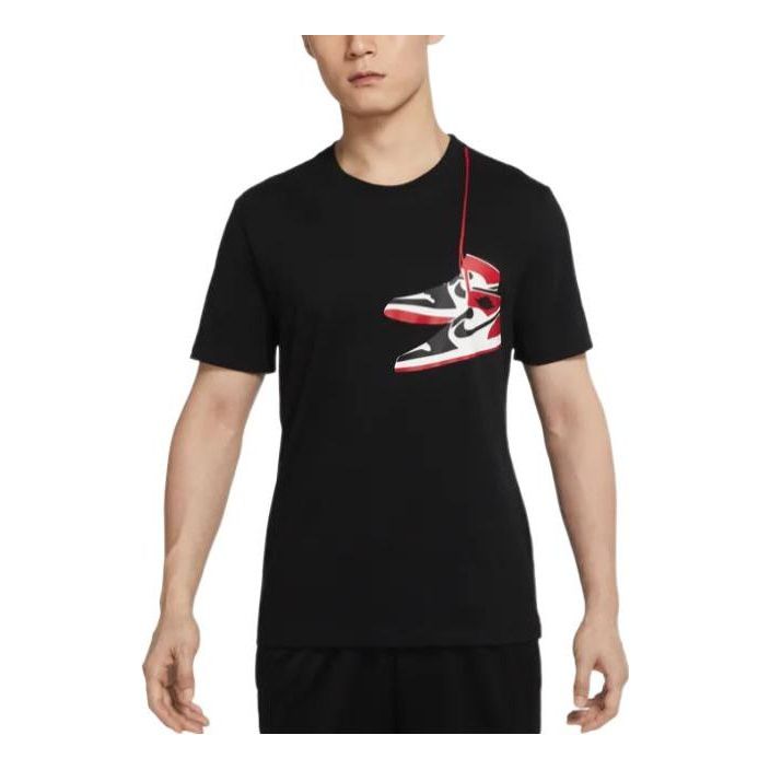 Men's Air Jordan Logo Printing Pattern Pullover Round Neck Short Sleeve Black T-Shirt DZ4518-010
