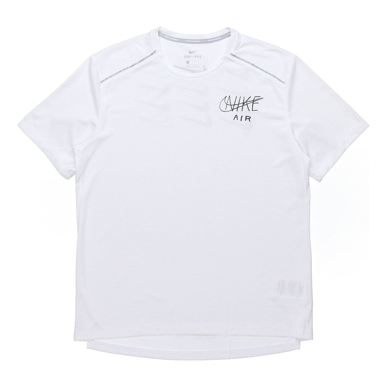 Nike Dri-Fit Miler Logo Printed Training TEE Men White AT7841-100