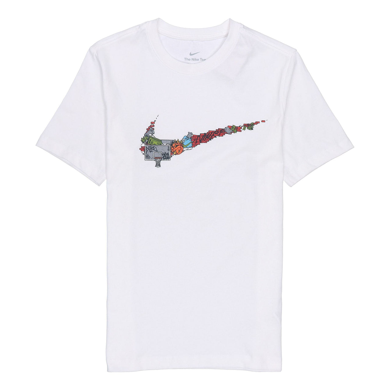 Nike Cartoon Pattern Large Logo Printing Round Neck Casual Short Sleeve White DR1288-100