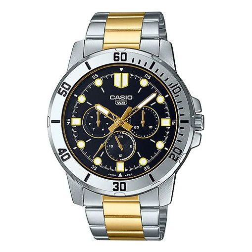 CASIO DRESSSeries Sportses Black/Golden Waterproof Black Dial Black Analog MTP-VD300SG-1E