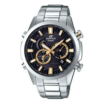 CASIO Waterproof EDIFICE Solar Powered Sports Sapphire Crystal Stainless Steel Strap Mens Black Analog EQW-T640YD-1A9PR
