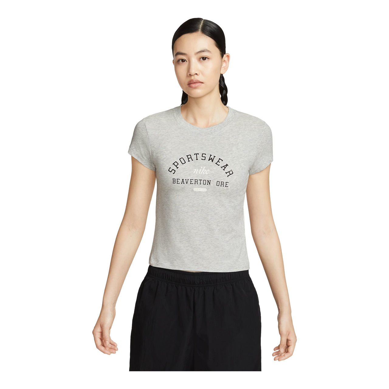 (WMNS) Nike Sportswear Phoenix Slim Short Sleeve T-Shirt 'Grey Heather' HV4975-050