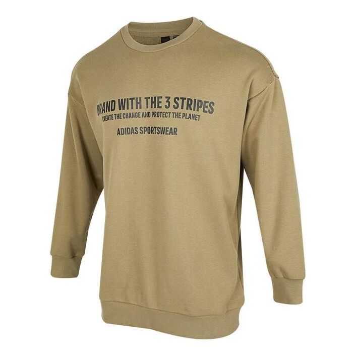 Men's adidas Alphabet Printing Pattern Pullover Round Neck Long Sleeves Green HZ7019