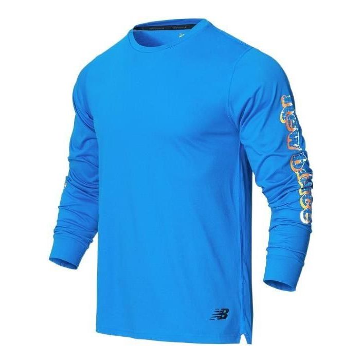 New Balance Athletic Fit Printed Long Sleeve Top 'Blue' MT21065-SBU