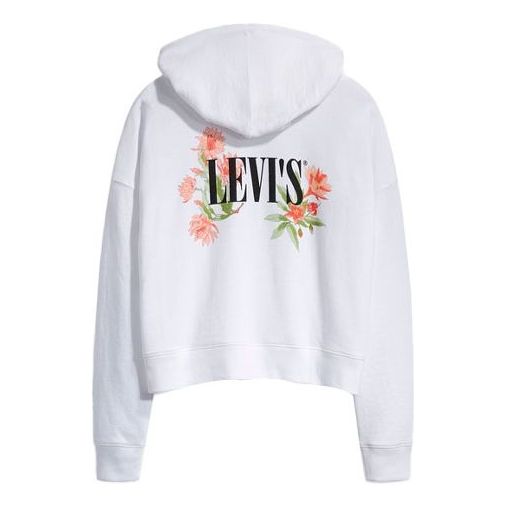 (WMNS) Levi's Zipper Embroidered Hoodie White 85291-0004