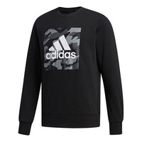 adidas logo Printing Camouflage Loose Sports Round Neck Pullover Black FJ0240