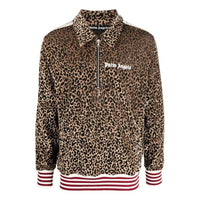Palm Angels FW22 Leopard Print Quarterzip Track Jacket 'Gold Brown White' PMBD039F22FAB0027601