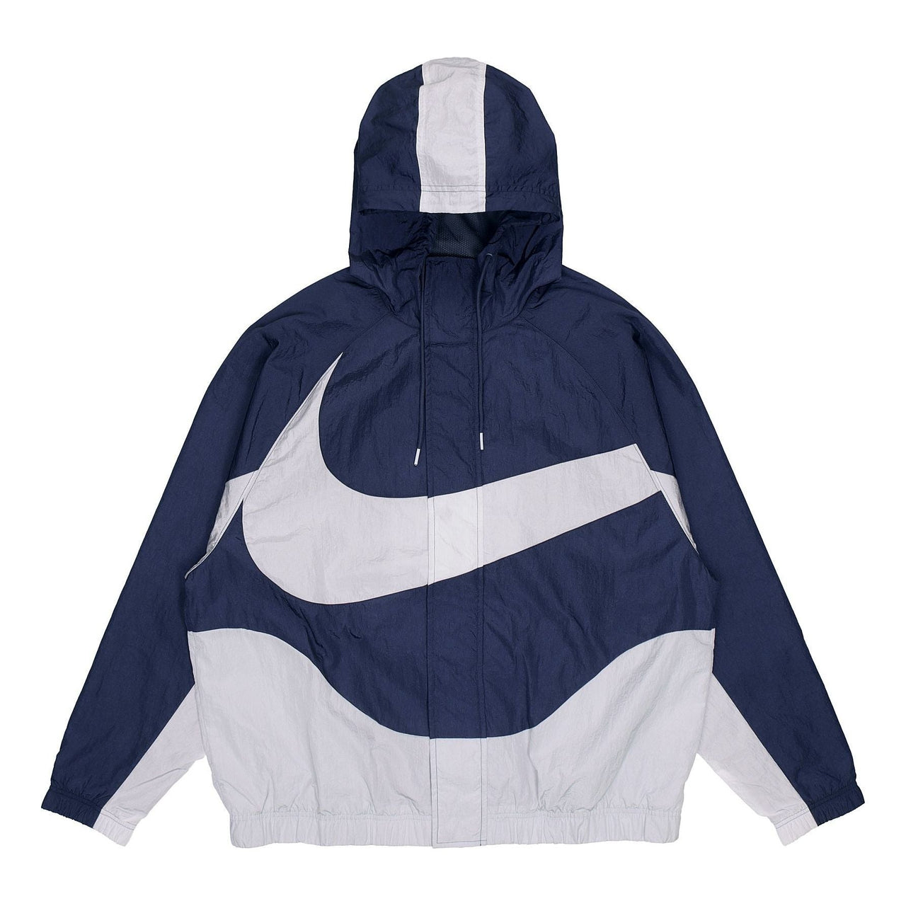 Men's Nike Sportswear Swoosh Contrasting Colors Large Logo Hooded Woven Jacket Autumn Navy Blue DD5968-437