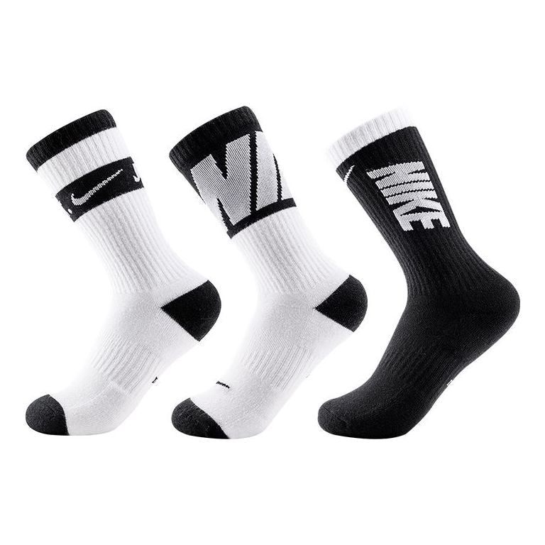Nike Unisex Everyday Cushioned Crew Socks 3 Packs Black/White DA2402-902
