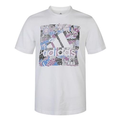 adidas Sports Logo Round Neck Short Sleeve White FN1752