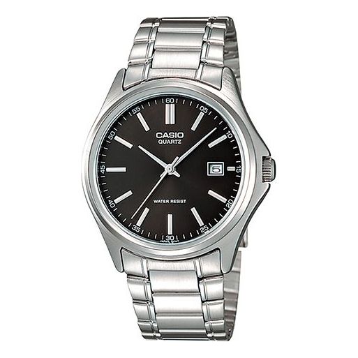 CASIO Waterproof Stainless Steel Strap Black DialSilver Strap Mens BlackSilver Analog MTP-1183A-1A