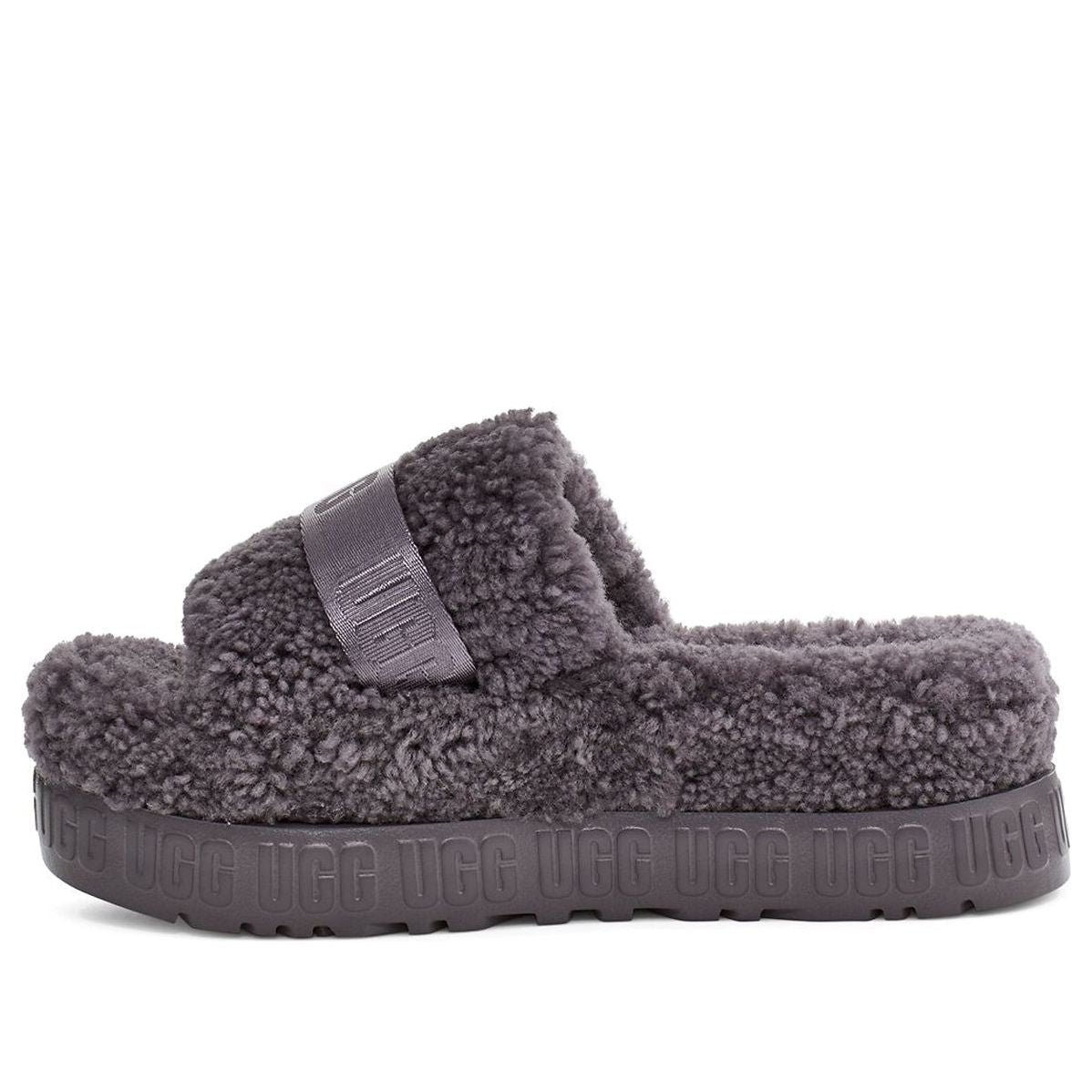 (WMNS) UGG Fluffita Thick Sole Slipper Gray 1113475-SHA