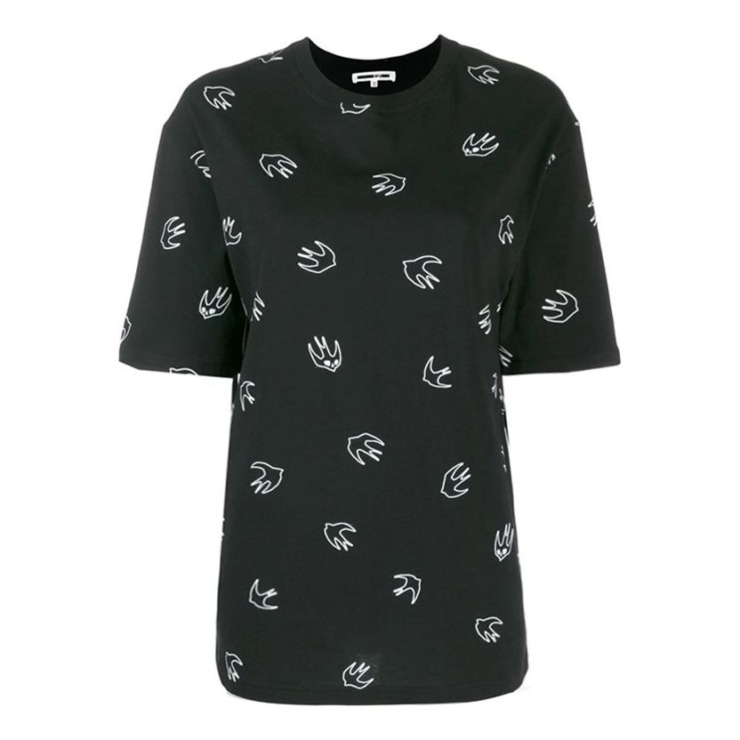 McQ Alexander McQueen Printing Round Neck Short Sleeve Black 494256-RNJ54-1000