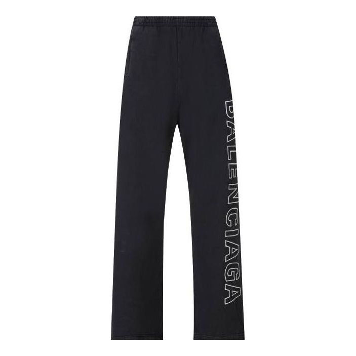 Balenciaga Outline Baggy Sweatpants 'Black Faded' 755118TOVV29034