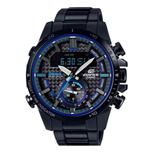 CASIO Waterproof EDIFICE Sports Solar Powered Stainless Steel Strap Mens Black Analog/Digital Combo ECB-800DC-1APR