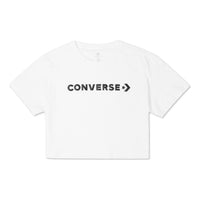 (WMNS) Converse Puff Wordmark T-Shirt 'White Black' 10021656-A05