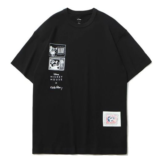 Li-Ning x Disney Mickey x Keith Haring Tee 'Black White' AHSR501-1