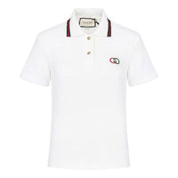 (WMNS) Gucci Double G Embroidered Logo Short Sleeve White Polo Shirt 599122-XJBYY-9381