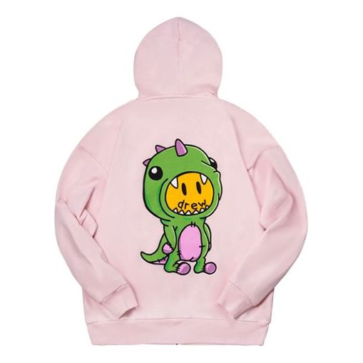 Drew House Dinodrew Zip-Up Dragon Zipper hooded Fleece Lined Unisex Pink DR-SS20-002