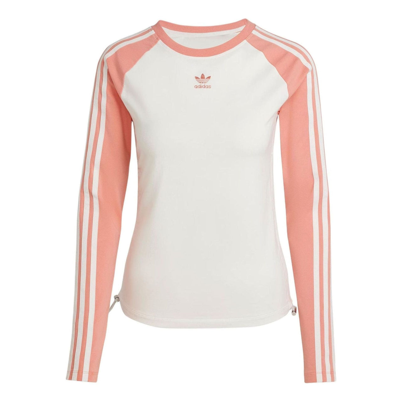 (WMNS) adidas originals Slim Fit Long Sleeve Tee Asia Sizing 'White Pink' IY0781