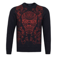 Men's Alexander McQueen SS21 Skeleton Printing Long Sleeves Black Red 354417-QDZ53-0901