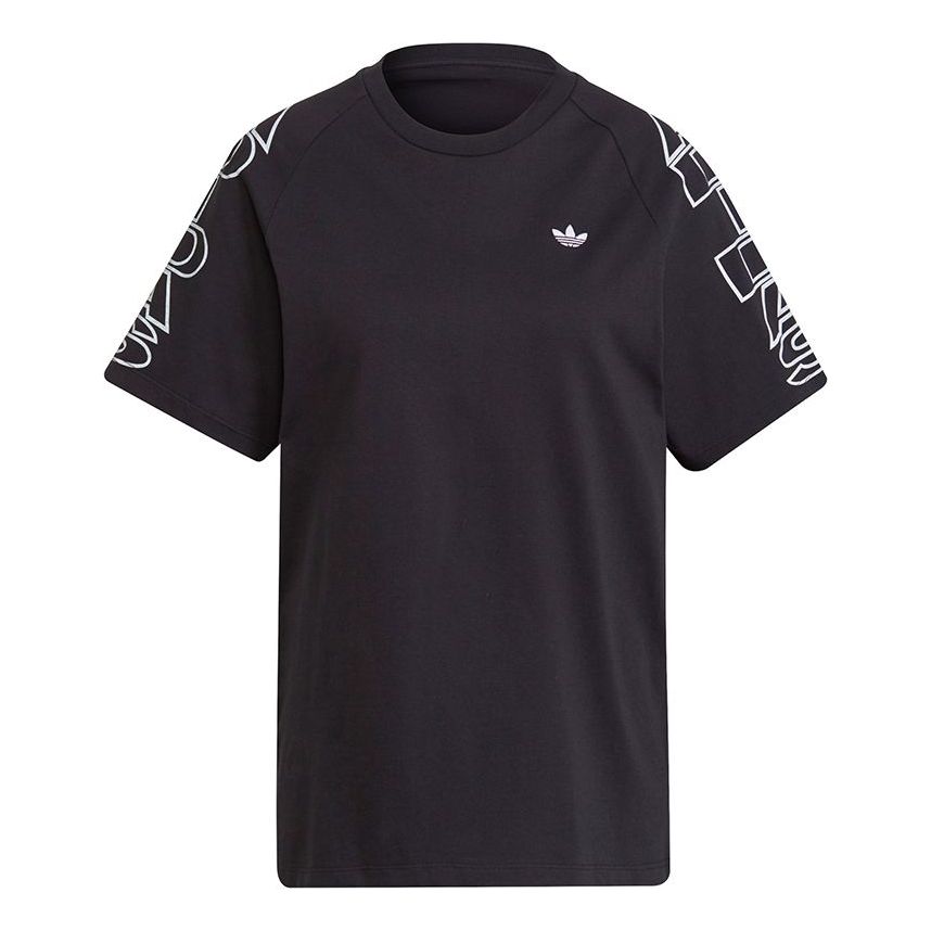 (WMNS) adidas originals Loose Logo Round-neck Black H15801