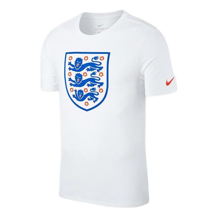 Men's Nike England Logo Pattern Round Neck Short Sleeve White T-Shirt 908372-100