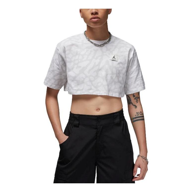 (WMNS) Air Jordan Sport Cropped T-Shirt 'Marbled White' DZ3215-100