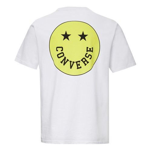 Men's Converse Smiling Face Pattern Sports Short Sleeve White 10018859-102