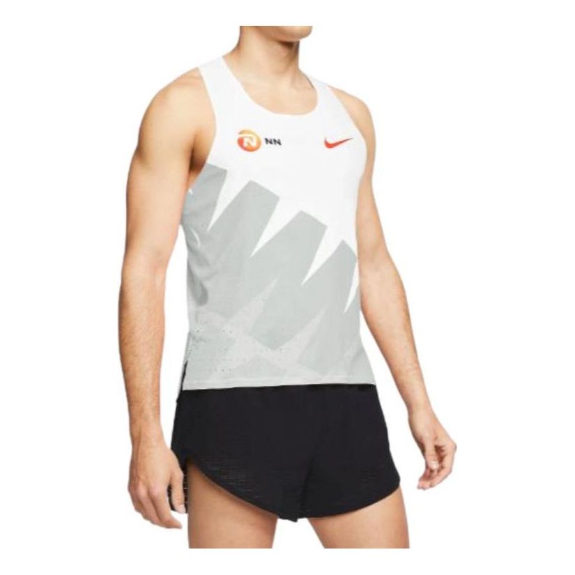Men's Nike Chest logo Printing Breathable Running Sports White Vest CW1253-100