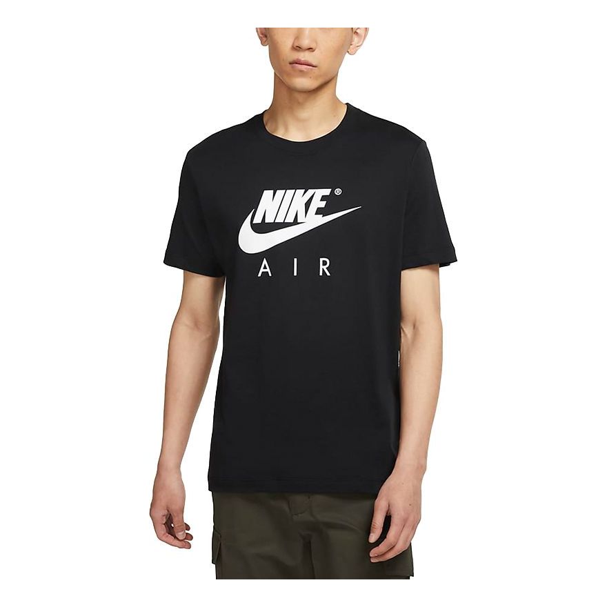 Men's Nike Air Large Logo Printing Sports Round Neck Short Sleeve Black T-Shirt DD3352-010