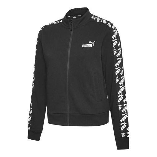 (WMNS) PUMA Logo Casual Printing Zipper Jacket Black 583822-01