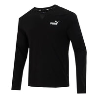 PUMA Logo Print Training Sports Breathable Round Neck Long sleeve T Shirt Men s Black 589027-01