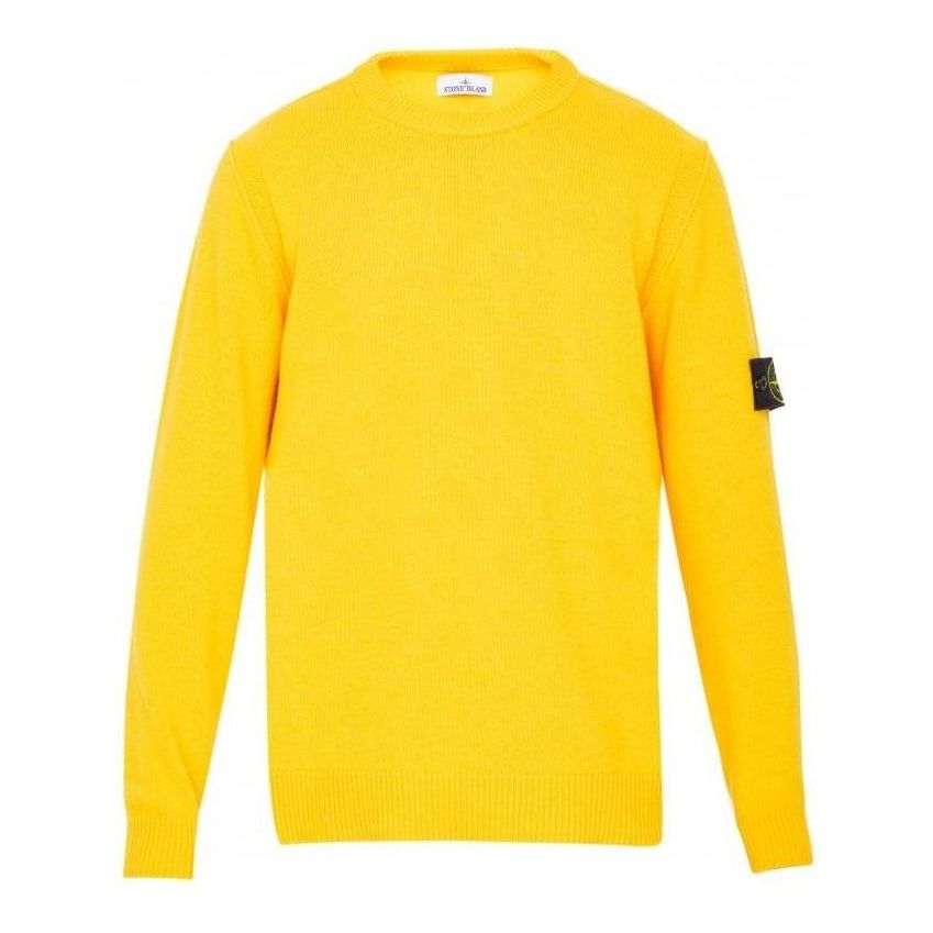 STONE ISLAND Logo Patch Crewneck Jumper 'Yellow' 7715508A3-V0030
