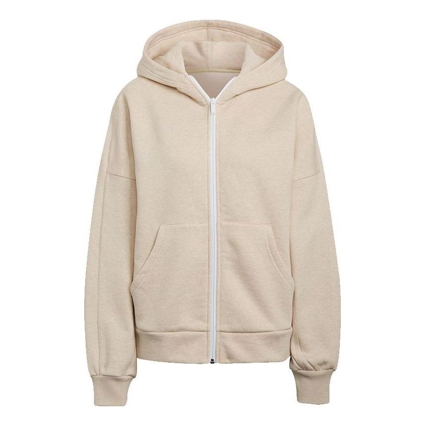 (WMNS) adidas Studio Lounge Fleece Full Zip Hoodie 'Beige' HE3096