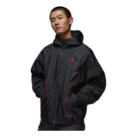 Air Jordan Brooklyn Hooded Draft Jacket Loose Fit Asia Sizing 'Black Gym Red' HV0555-010