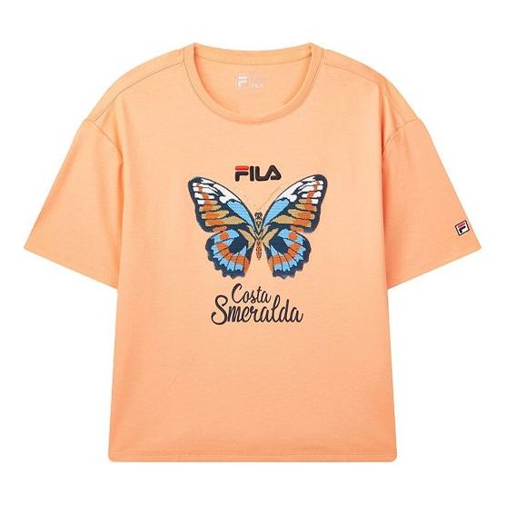 (WMNS) FILA Embroidered Round Neck Short Sleeve 'Orange' F11W028117F-OR