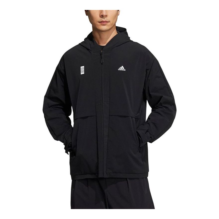 Men's adidas Martial Arts Series Sports Logo Casual Hooded Jacket Black H39259