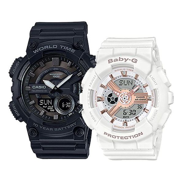 CASIO G-Shock Analog-Digital 'Black White' AEQ-110W-1B&BA-110RG-7A