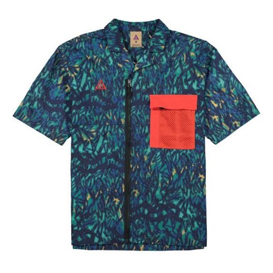 Nike ACG ALL OVER Printing Shirt Blue / Orange CD7636-405