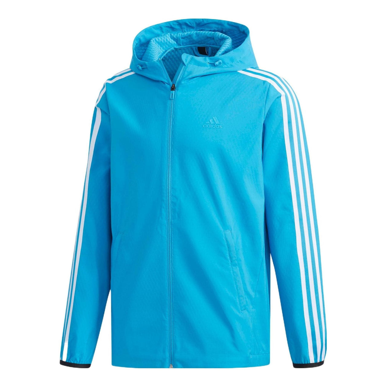 Men's adidas Stripe Athleisure Casual Sports Hooded Jacket Blue DW4621