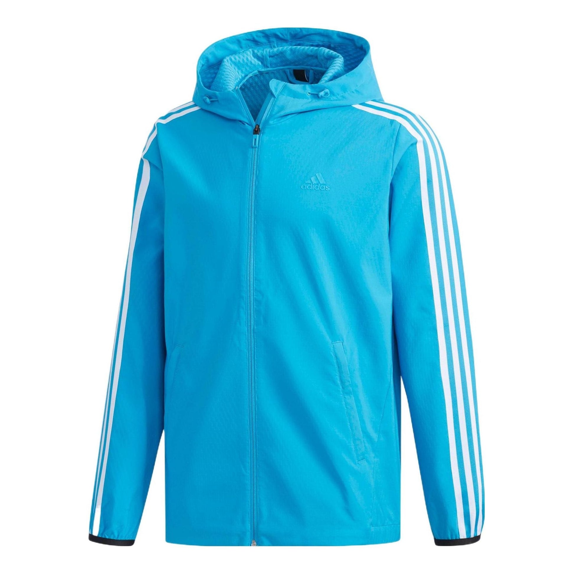 Men's adidas Stripe Athleisure Casual Sports Hooded Jacket Blue DW4621