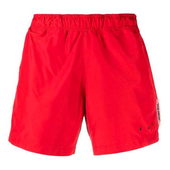 Men's Off-White SS21 Logo Ordinary Version Red Shorts OMFA003S21FAB0012510