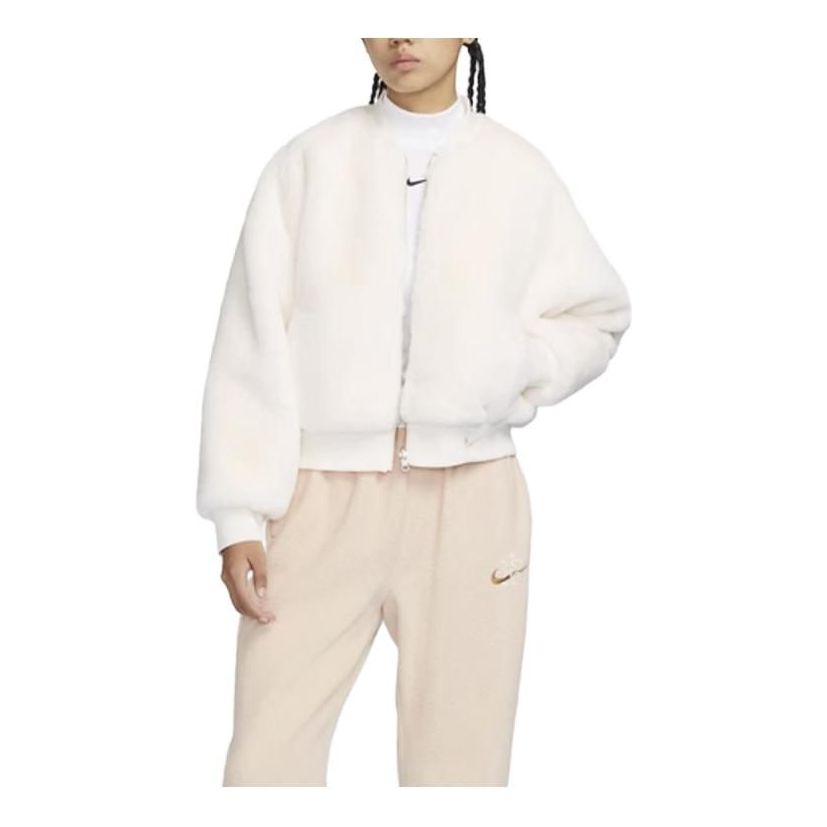 (WMNS) Nike sportswea Reversible Faux Fur Bomber Jacket 'Sail Sand' FB8693-133