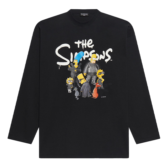 Balenciaga x THE SIMPSONS Long Sleeve T-Shirt Large Fit 'Black' 681046TLVG70100
