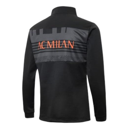 PUMA Acm Prematch 1/4 Zip Top Logo Printing Half Zipper Stand Collar Long Sleeves Black 765054-04