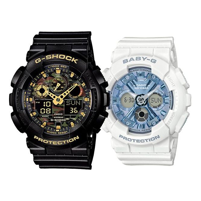 CASIO Baby-G 'Black' GA-100CF-1A9&BA-130-7A2PRL