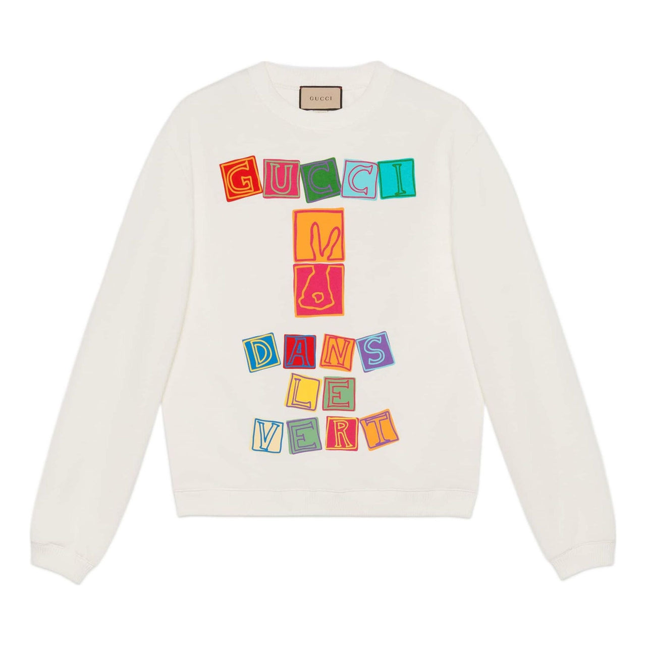 Gucci GG Cotton Jersey Sweatshirt with Gucci Dans Le Vert cube print 'White' 726466-XJE52-9045