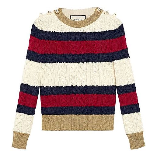 (WMNS) Gucci Pearl Stripe Knit Sweater Female White 434363-X5D24-9044